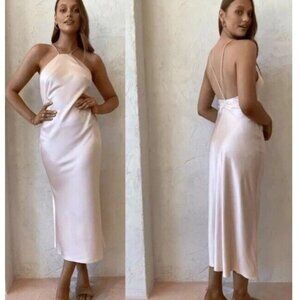Significant Other Size US 2 Vienna Satin Blush Pink Slip Midi Dress New Flaw